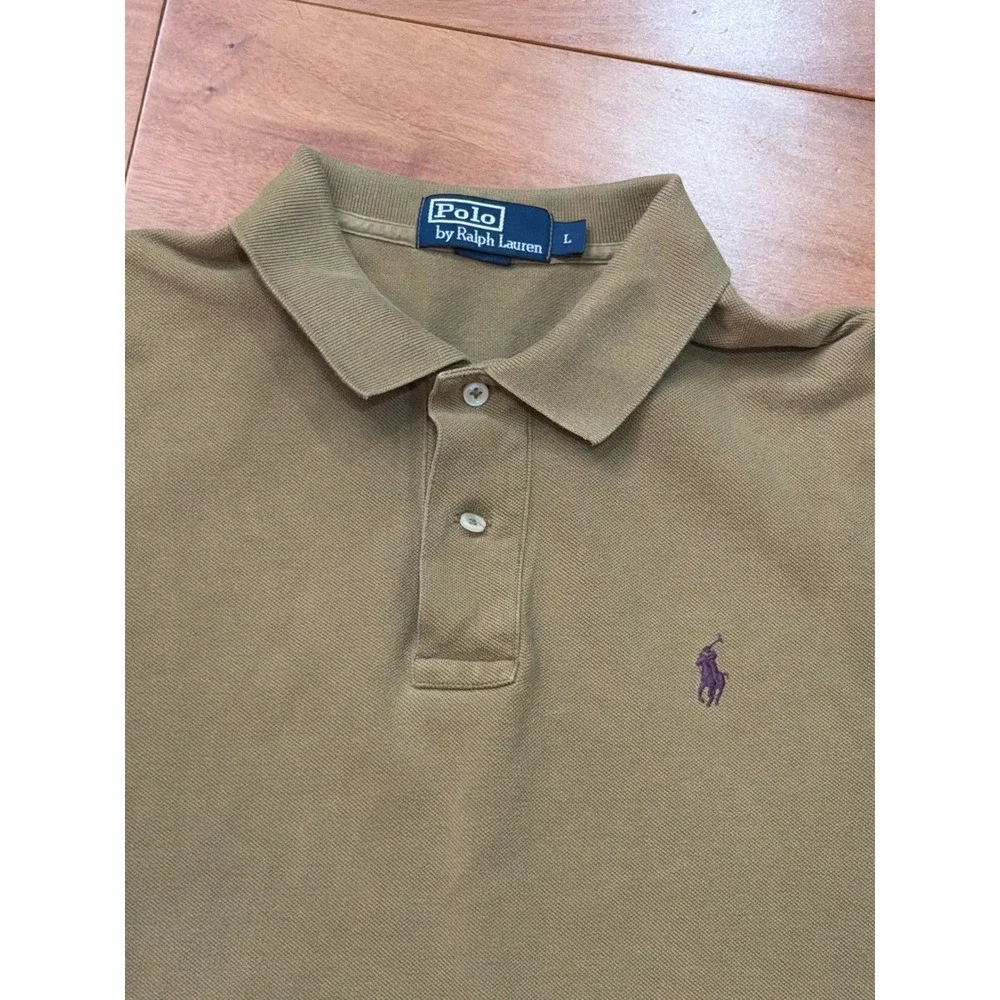 Polo Ralph Lauren Polo Shirt Mens Olive Green Short Sleeve Pique Large